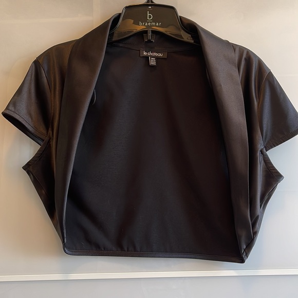 Le Chateau black cocktail dress w/ satin style bolera matching bow on dress - Picture 4 of 7